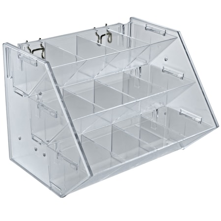 Azar Displays 12 Compartment 3 Tier Bin for Counter, Pegboard or Slatwall 223012